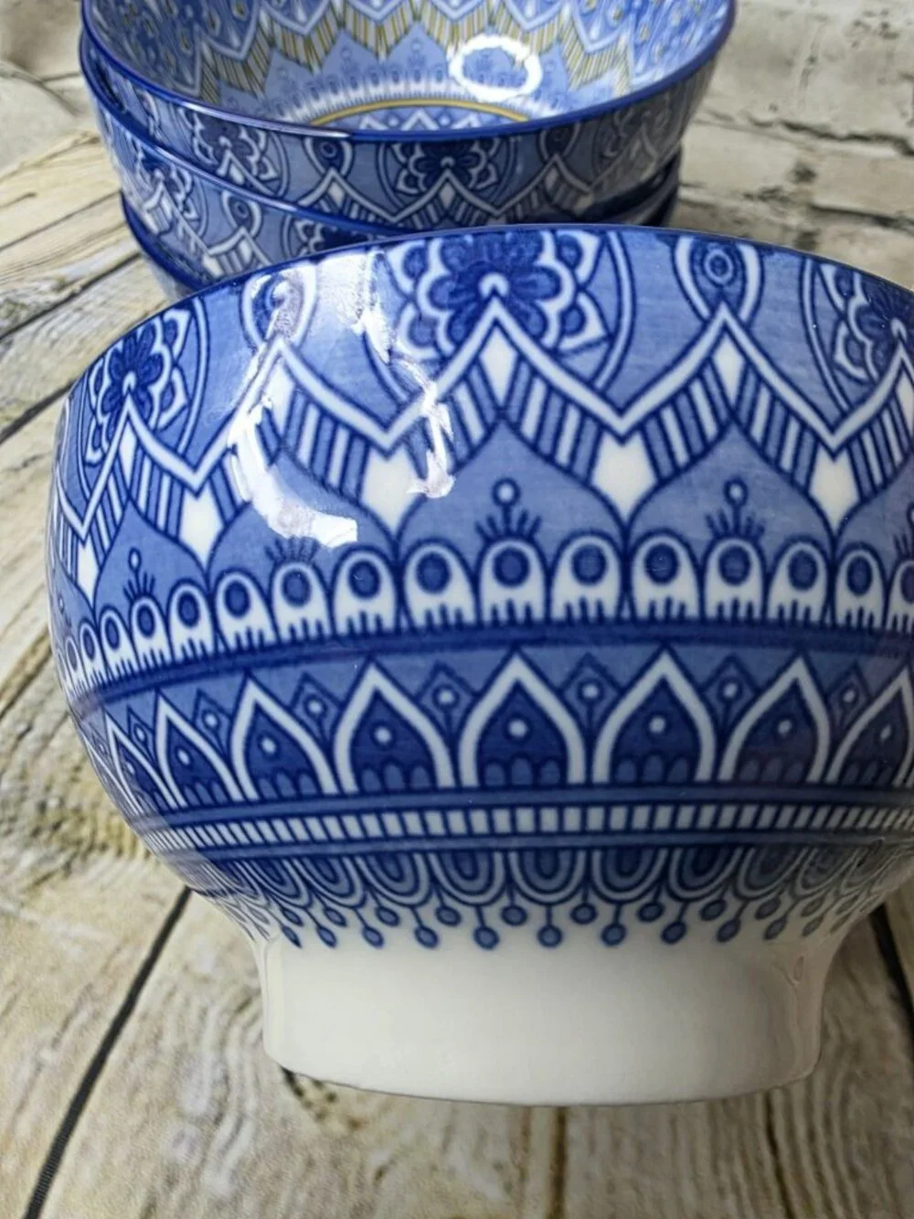 4 Vancasso Mandala Porcelain Deep Cereal Bowls 6